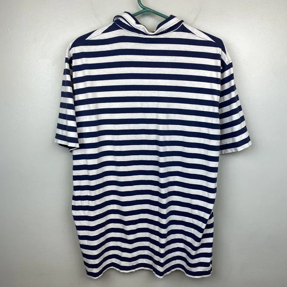 Polo Ralph Lauren Shirt Mens Large Blue White Striped Classic‎ Fit Pocket Pony